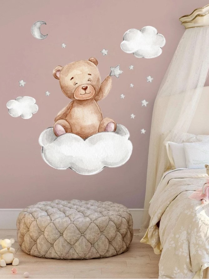 Sticker Perete Ursulet pe Nor 30x45cm