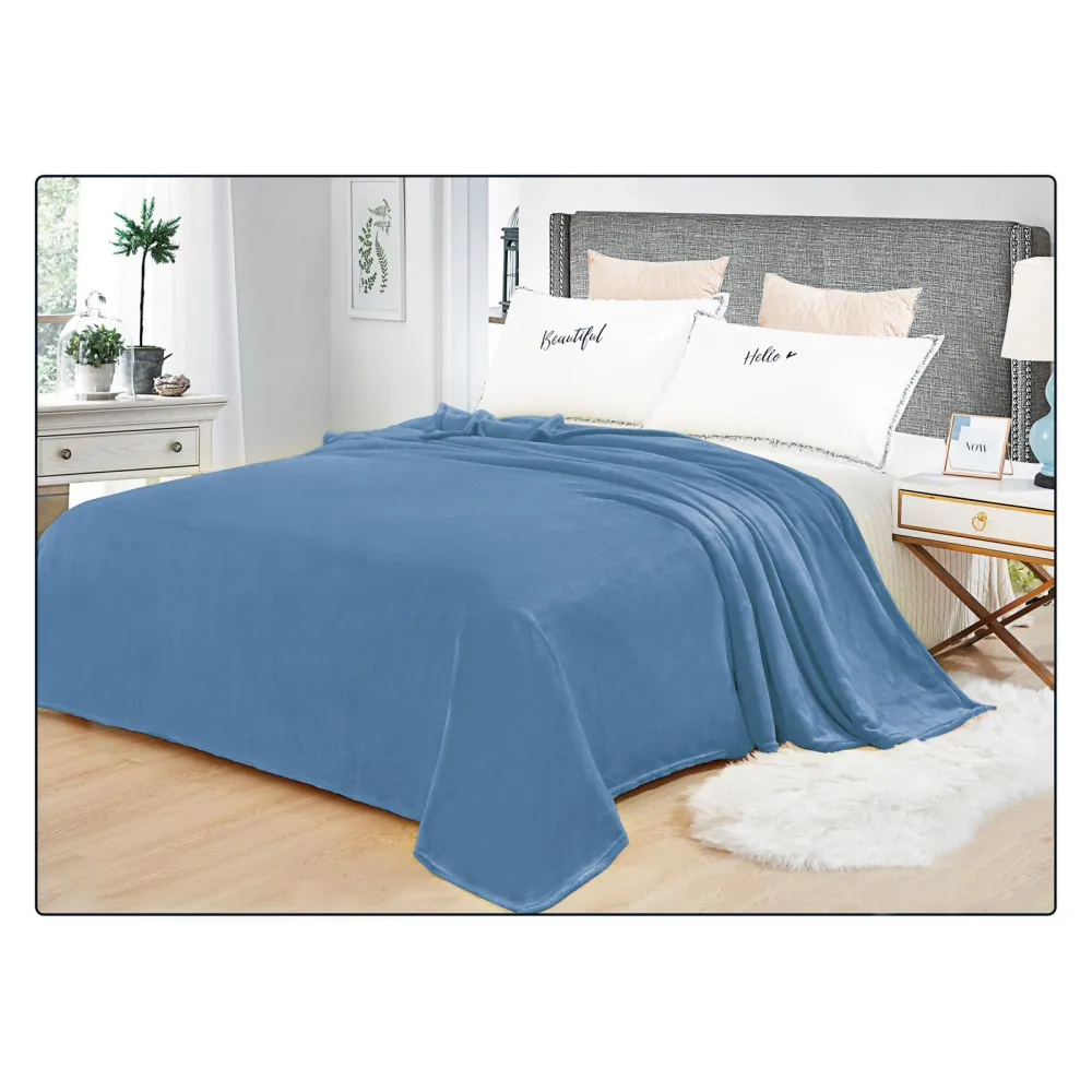 Patura Cocolino Moale Soft pentru Pat Dublu, Albastru - DNA19