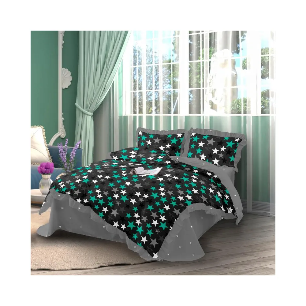 Lenjerie de Lux cu Volanase pentru pat dublu din Bumbac FINET- CPL64