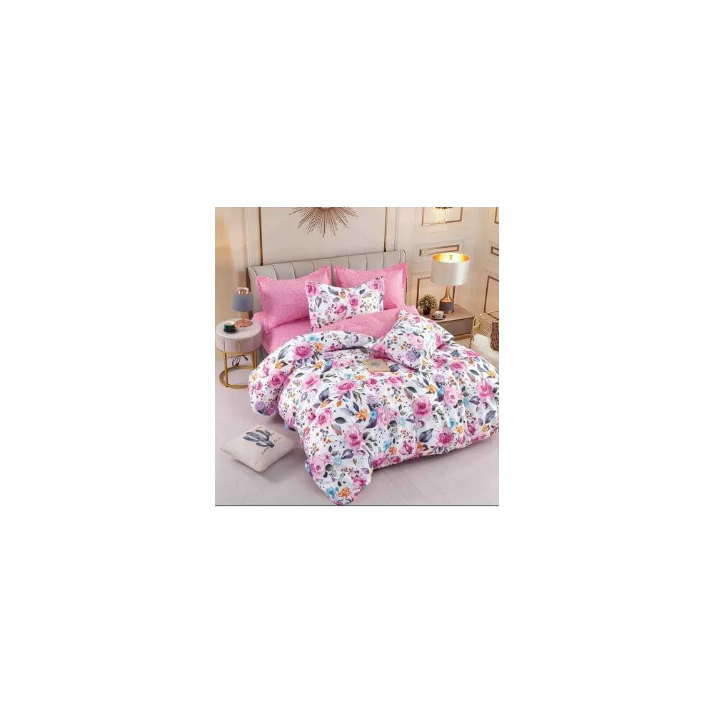 Lenjerie de Pat, Bumbac Finet, 6 Piese, Pat Dublu -JO77