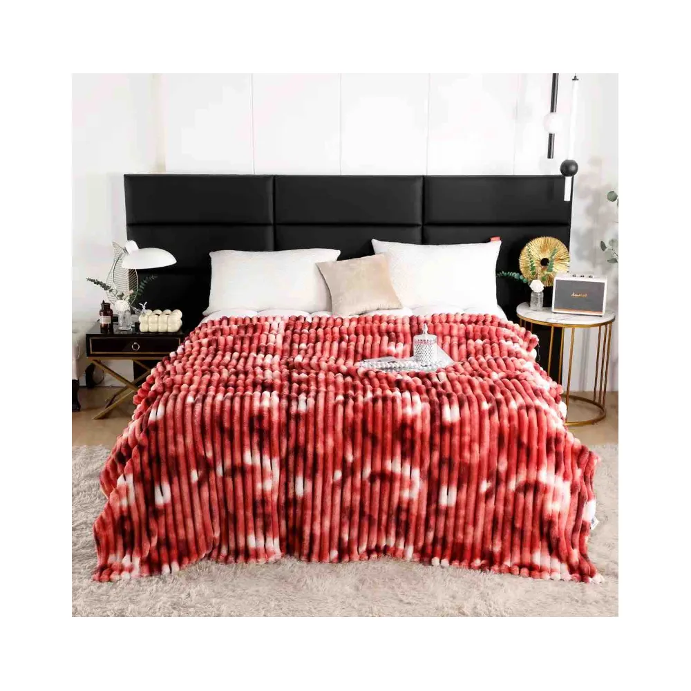 Patura Cocolino Gofrata Pentru Pat Dublu, Rosu Model - JO928