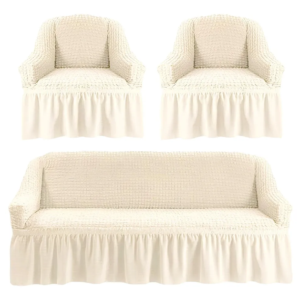 Set 3 huse pentru canapele 3 locuri si 2 fotolii Alb - HCL123