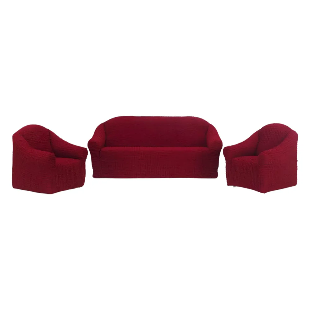 Set huse fara volane pentru canapele 3 locuri si 2 fotolii, Bordo - HF07