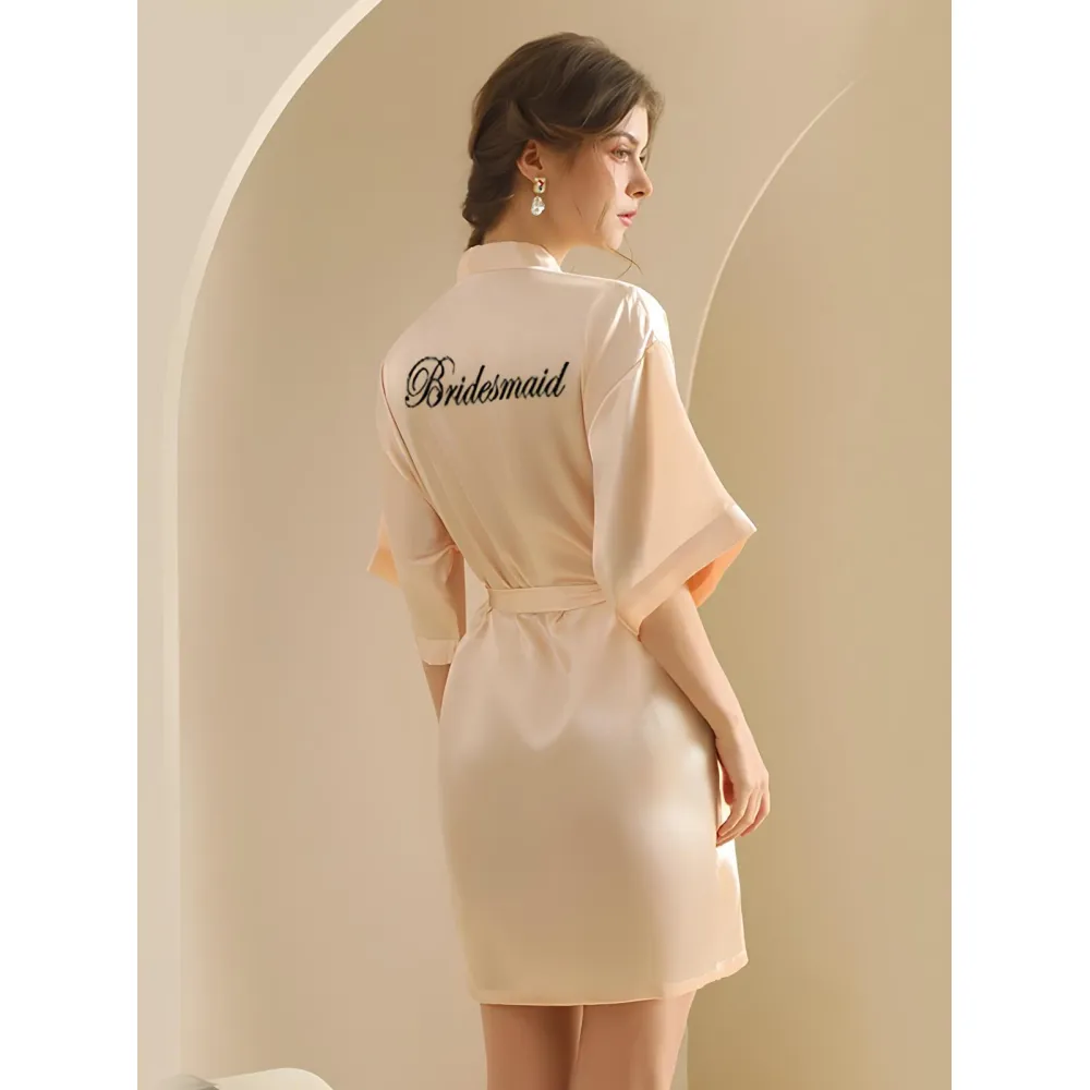 Halat din Satin cu Cordon Roz