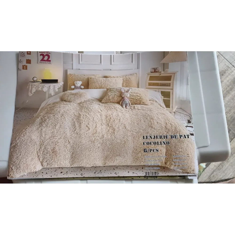 Lenjerie Fluffy Super Pufoasa 6 Piese, Roz Pestrit - ION66