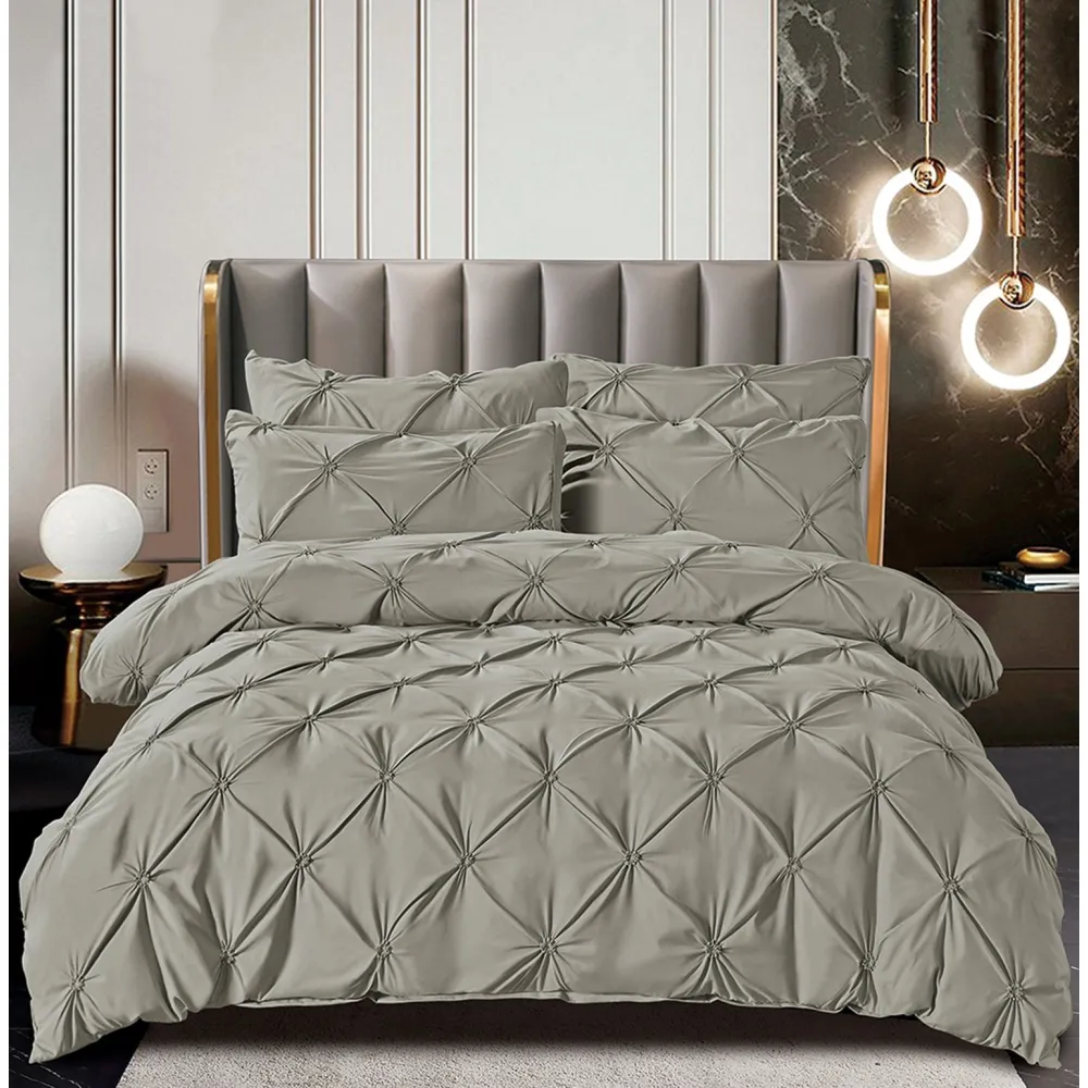 Lenjerie de Pat Finet Pliuri, 6 Piese - JO572 Gri Deschis