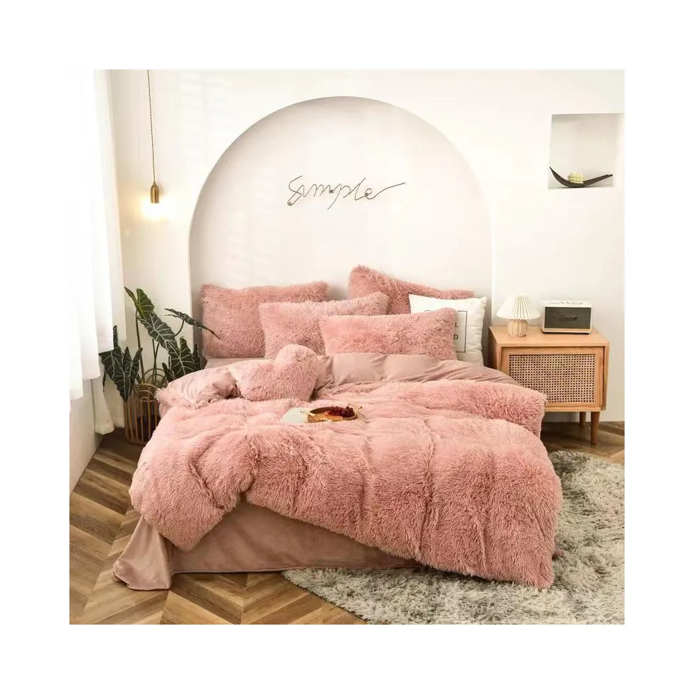 Lenjerie Fluffy Super Pufoasa 6 Piese, Roz Pudra - ION60