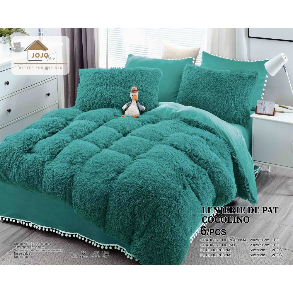 Lenjerie Fluffy Cocolino Super Pufoasa 6 Piese, Verde Inchis -JO478