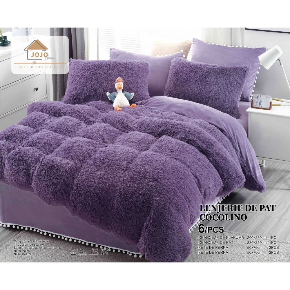 Lenjerie Fluffy Cocolino Super Pufoasa 6 Piese, Violet- JO472