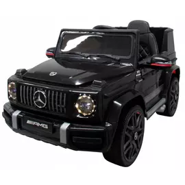 Masinuta electrica cu telecomanda, roti EVA, scaun piele Mercedes G63 - Negru