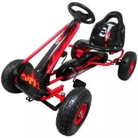 Kart cu pedale Gokart, 3-6 Ani, roti pneumatice din cauciuc, frana de mana, G3 R-Sport - Rosu