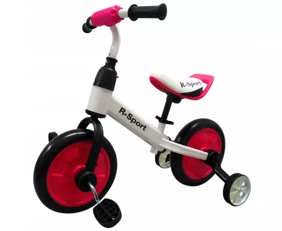 Bicicleta cu pedale si roti ajutatoare R-Sport P1- Roz