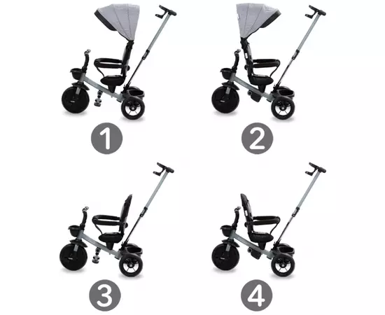 Tricicleta cu sezut rotativ si roti cu spuma EVA Kidwell Axel - Gri