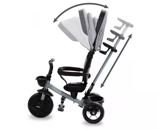 Tricicleta cu sezut rotativ si roti cu spuma EVA Kidwell Axel - Gri