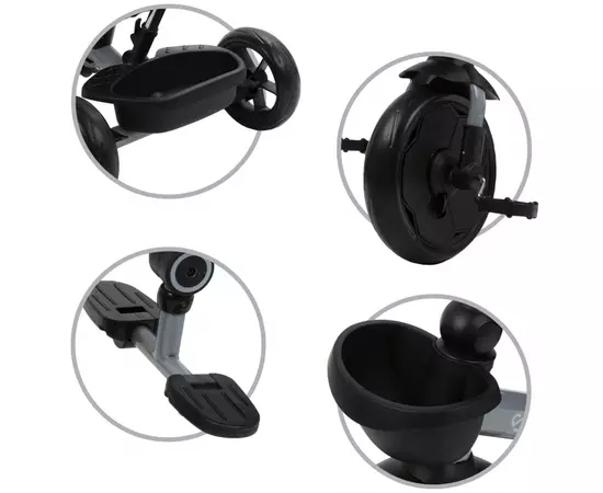 Tricicleta cu sezut rotativ si roti cu spuma EVA Kidwell Axel - Gri