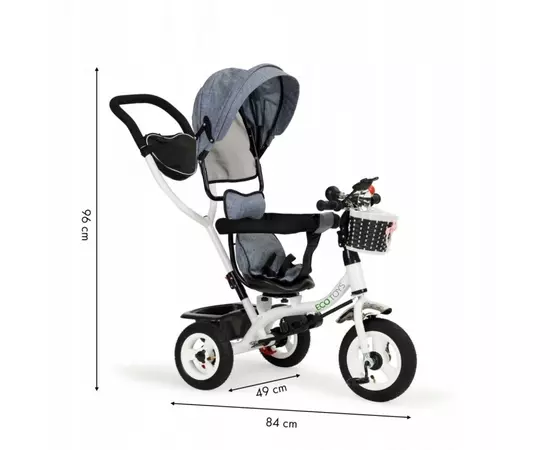 Tricicleta cu sezut rotativ Ecotoys JM-066-9L - Gri
