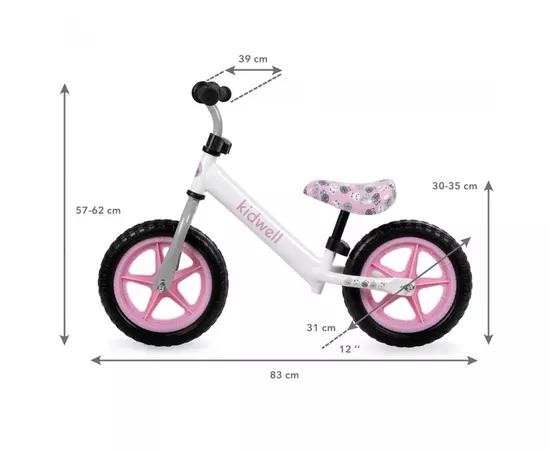 Bicicleta fara pedale Kidwell Rebel White Bunny