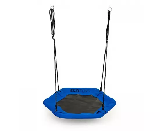 Leagan pentru copii hexagonal, tip cuib de barza, suspendat, Ecotoys MIR6023 - Albastru