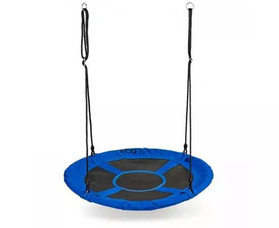 Leagan pentru copii rotund, tip cuib de barza, suspendat, 100 cm, Ecotoys MIR6001 - Albastru