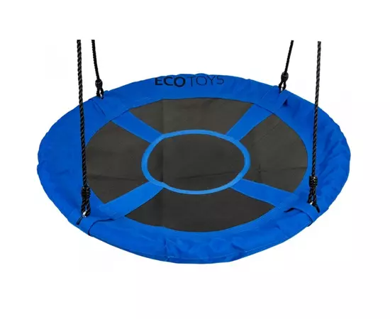 Leagan pentru copii rotund, tip cuib de barza, suspendat, 100 cm, Ecotoys MIR6001 - Albastru