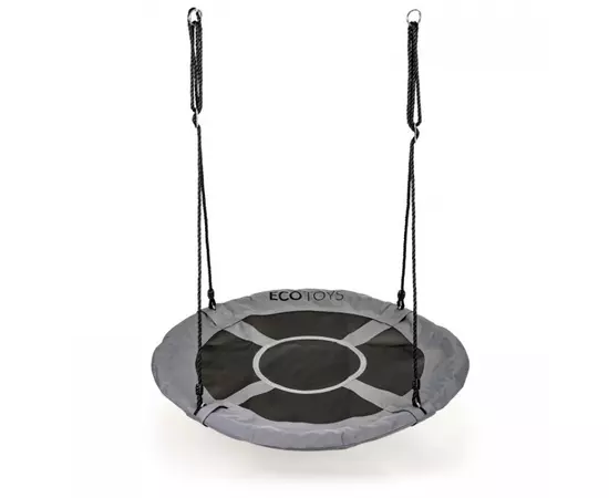 Leagan pentru copii rotund, tip cuib de barza, suspendat, 100 cm, Ecotoys MIR6001 - Gri