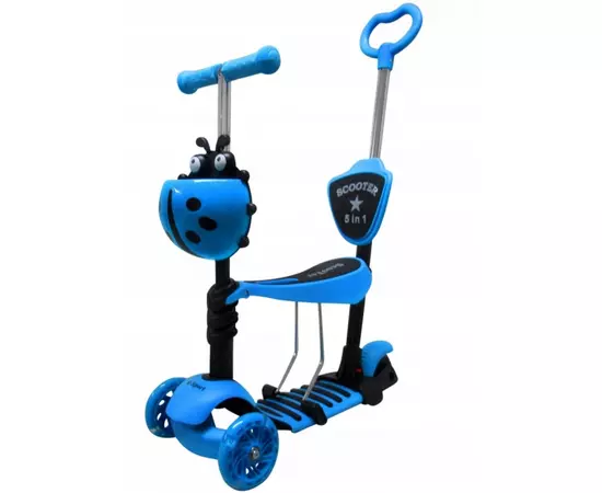 Trotineta 5 in 1, roti cu LED, platforma antiderapanta, JR R-Sport - Albastru