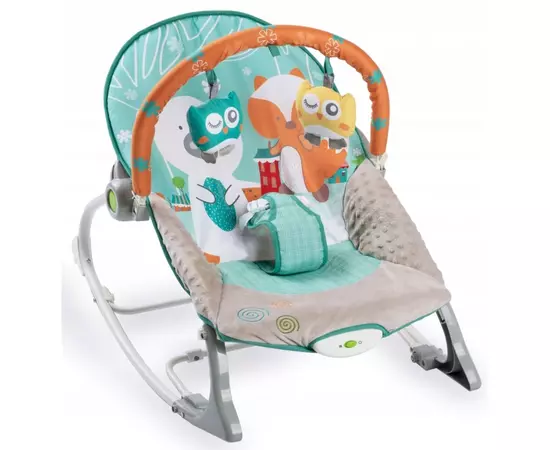 Balansoar cu vibratii, vulpita si ursul, Ricokids 7309 - Turcoaz