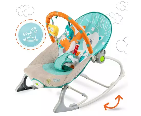 Balansoar cu vibratii, vulpita si ursul, Ricokids 7309 - Turcoaz