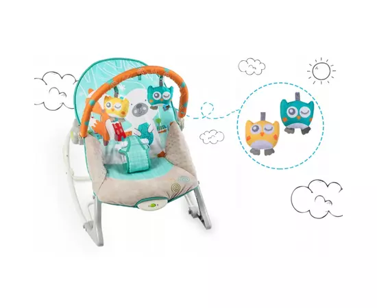 Balansoar cu vibratii, vulpita si ursul, Ricokids 7309 - Turcoaz