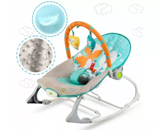 Balansoar cu vibratii, vulpita si ursul, Ricokids 7309 - Turcoaz