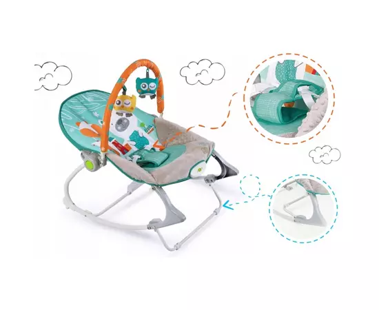 Balansoar cu vibratii, vulpita si ursul, Ricokids 7309 - Turcoaz