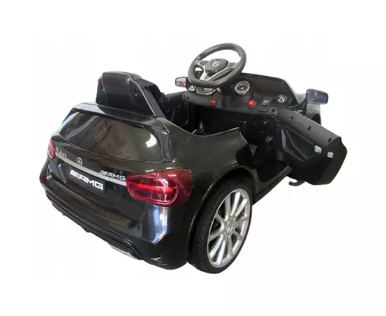 Masinuta electrica cu telecomanda, roti EVA, scaun piele Mercedes GLA45 - Negru