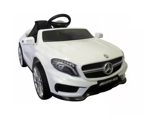 Masinuta electrica cu telecomanda, roti EVA, scaun piele Mercedes GLA45 - Alb Masinuta electrica cu telecomanda, roti EVA, scaun piele Mercedes GLA45 - Alb