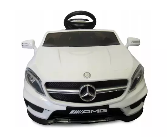 Masinuta electrica cu telecomanda, roti EVA, scaun piele Mercedes GLA45 - Alb Masinuta electrica cu telecomanda, roti EVA, scaun piele Mercedes GLA45 - Alb