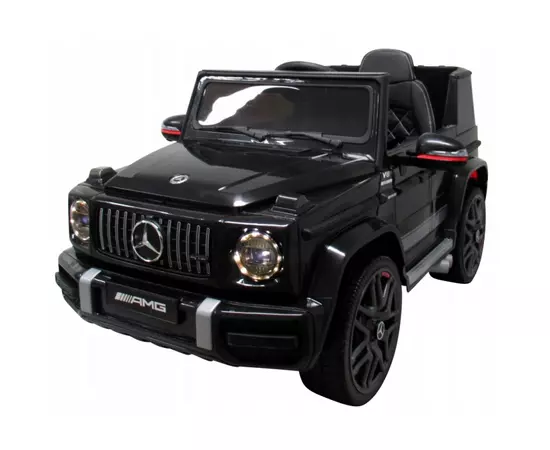 Masinuta electrica cu telecomanda, roti EVA, scaun piele Mercedes G63 - Negru