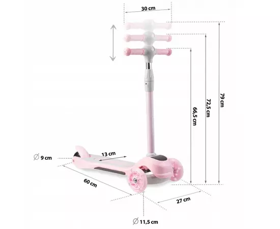 Trotineta cu roti cu LED Ricokids Piko 765001 - Roz