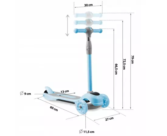 Trotineta cu roti cu LED Ricokids Piko 765003 - Albastru