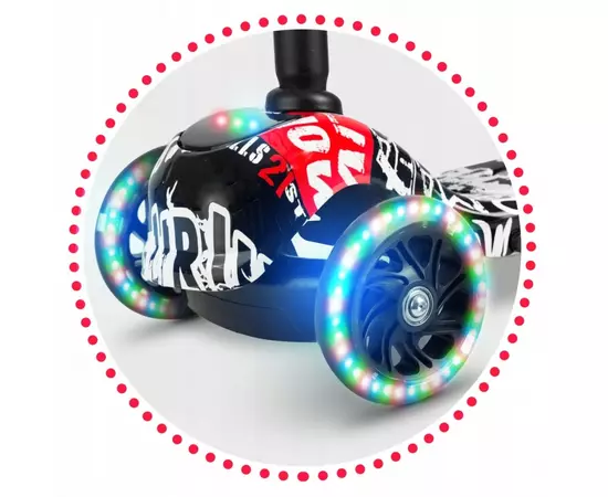 Trotineta cu roti cu LED Ricokids Piko 765010 - Negru -  Alb - Rosu