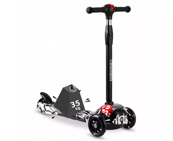 Trotineta cu roti cu LED Ricokids Piko 765010 - Negru -  Alb - Rosu