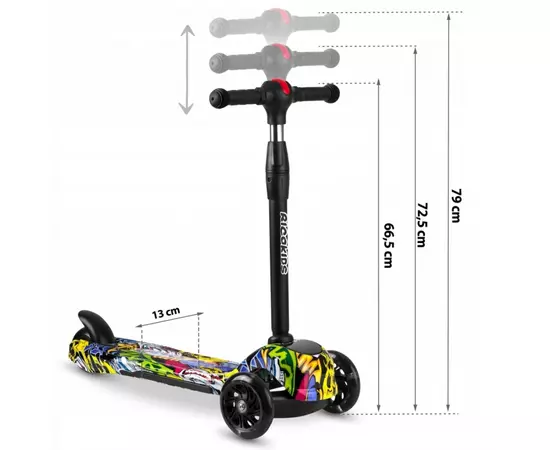 Trotineta cu roti cu LED Ricokids Piko 765011 - Negru - Galben