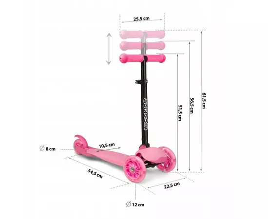 Trotineta cu roti cu LED Ricokids Loco 765102 - Roz