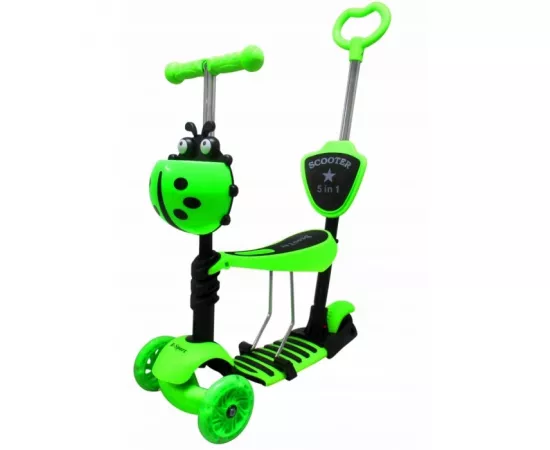 Trotineta 5 in 1, roti cu LED, platforma antiderapanta, JR R-Sport - Verde