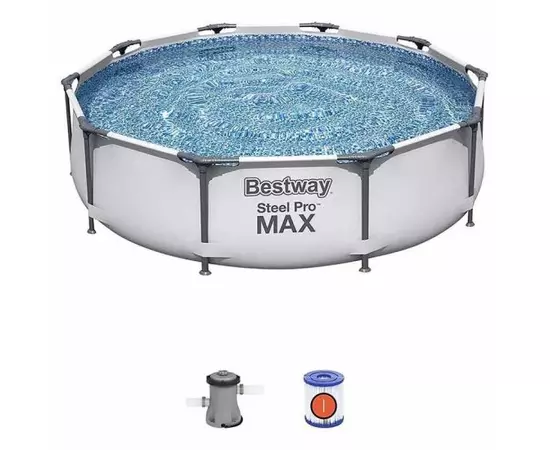 Piscina structura metalica, rotunda, cu filtru, 305x76 cm, Bestway Steel Pro Max