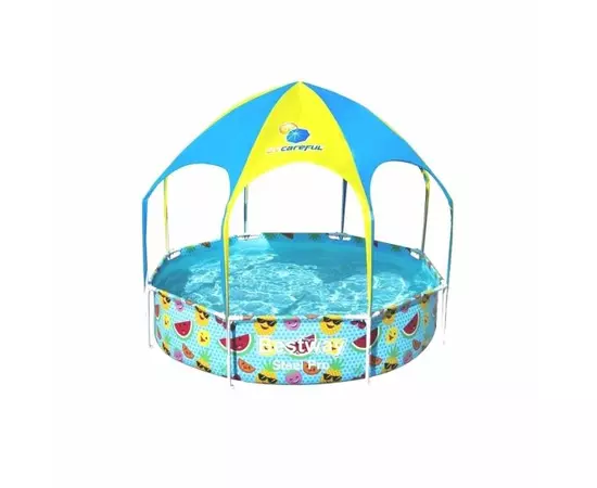 Piscina structura metalica, pentru copii, rotunda, cu pavilion, 244x51 cm, Bestway