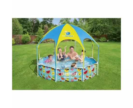 Piscina structura metalica, pentru copii, rotunda, cu pavilion, 244x51 cm, Bestway