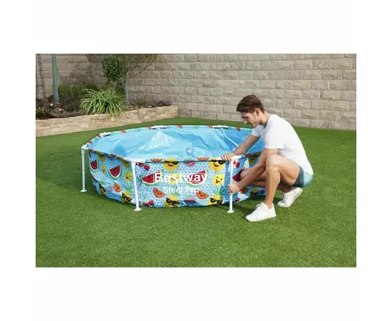 Piscina structura metalica, pentru copii, rotunda, cu pavilion, 244x51 cm, Bestway