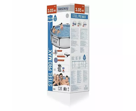 Piscina structura metalica, rotunda, cu filtru, 305x76 cm, Bestway Steel Pro Max