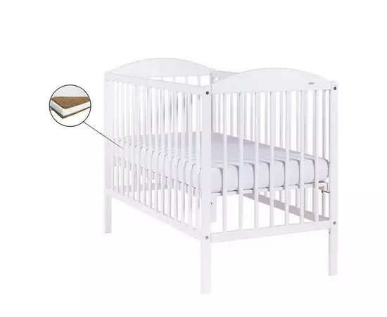 Patut Eurogloria Como cu sertar - Alb cu Violet + Saltea Cocos 10 cm