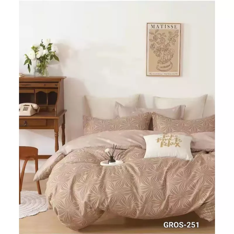 Lenjerie de Pat Bumbac Finet, 6 Piese, Pat Dublu - EAT100