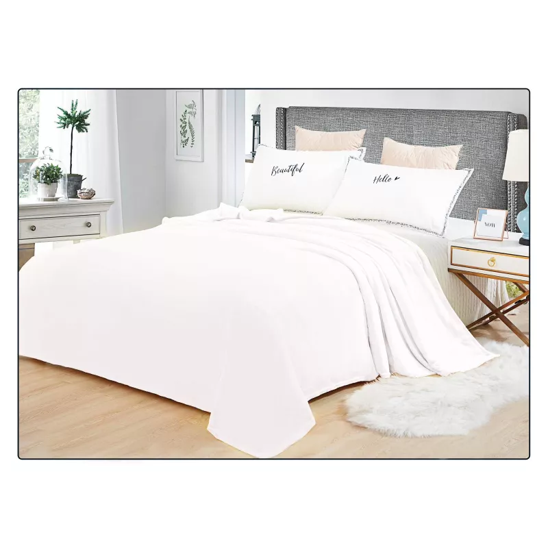 Patura Cocolino Moale Soft pentru Pat Dublu, Alb - DNA15